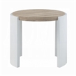 Romani Side End Table-White High Gloss Wood-Brown Top-Oval 26 Inch