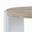 Romani Side End Table-White High Gloss Wood-Brown Top-Oval 26 Inch
