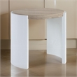 Romani Side End Table-White High Gloss Wood-Brown Top-Oval 26 Inch