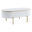 Tyce Oval Coffee Table with Drawer-47 Inch-Glossy White-Gold Metal
