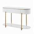 Tyce Sofa Table with Drawer-Shelf-47 Inch Glossy White-Gold Metal