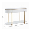 Tyce Sofa Table with Drawer-Shelf-47 Inch Glossy White-Gold Metal