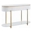 Tyce Sofa Table with Drawer-Shelf-47 Inch Glossy White-Gold Metal