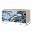 Sideboard Console Cabinet-4 Door-65 Inch Blue Marble Paint-White