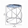 Shira Round Side End Table-22 Inch-Open Chrome Base Blue Faux Marble