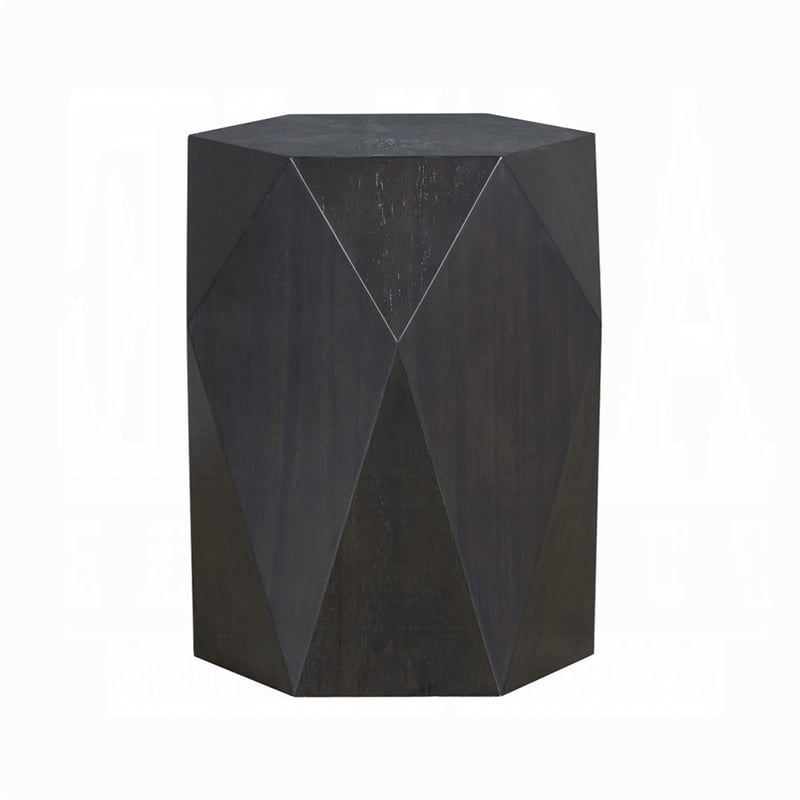 Hano Side End Table-Black Rubberwood-22 Inch Modern Geometric Body