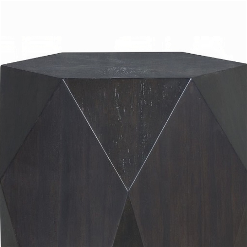 Hano Side End Table-Black Rubberwood-22 Inch Modern Geometric Body