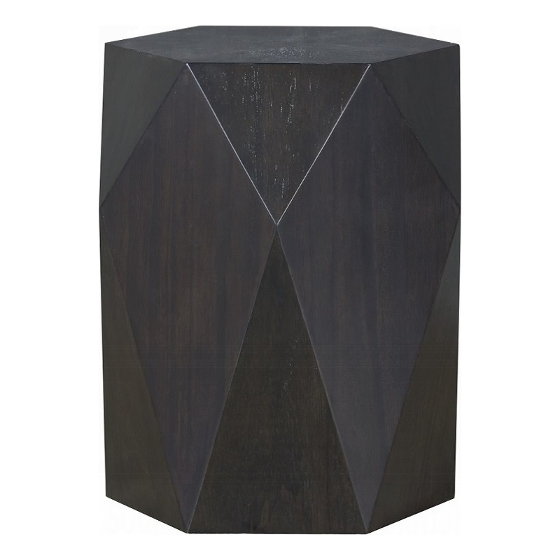 Hano Side End Table-Black Rubberwood-22 Inch Modern Geometric Body