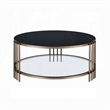 Abio Coffee Table-35 Inch-Round Sintered Stone Top-Black and Gold