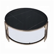 Abio Coffee Table-35 Inch-Round Sintered Stone Top-Black and Gold