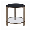 Abio Side End Table-23 Inch-Round Sintered Stone Top-Black and Gold