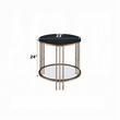 Abio Side End Table-23 Inch-Round Sintered Stone Top-Black and Gold