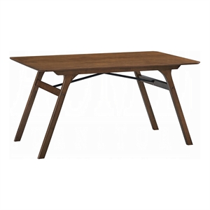 Lumy Dining Table-59 Inch-Rectangular Top-Walnut Brown Rubberwood
