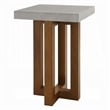 Joshua End Table-Gray Faux Concrete Top-Walnut Brown Wood-16 Inch