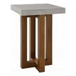 Joshua End Table-Gray Faux Concrete Top-Walnut Brown Wood-16 Inch