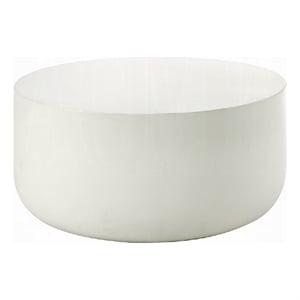Utan 31 Inch Round Coffee Table - Modern Cement Frame - Off White