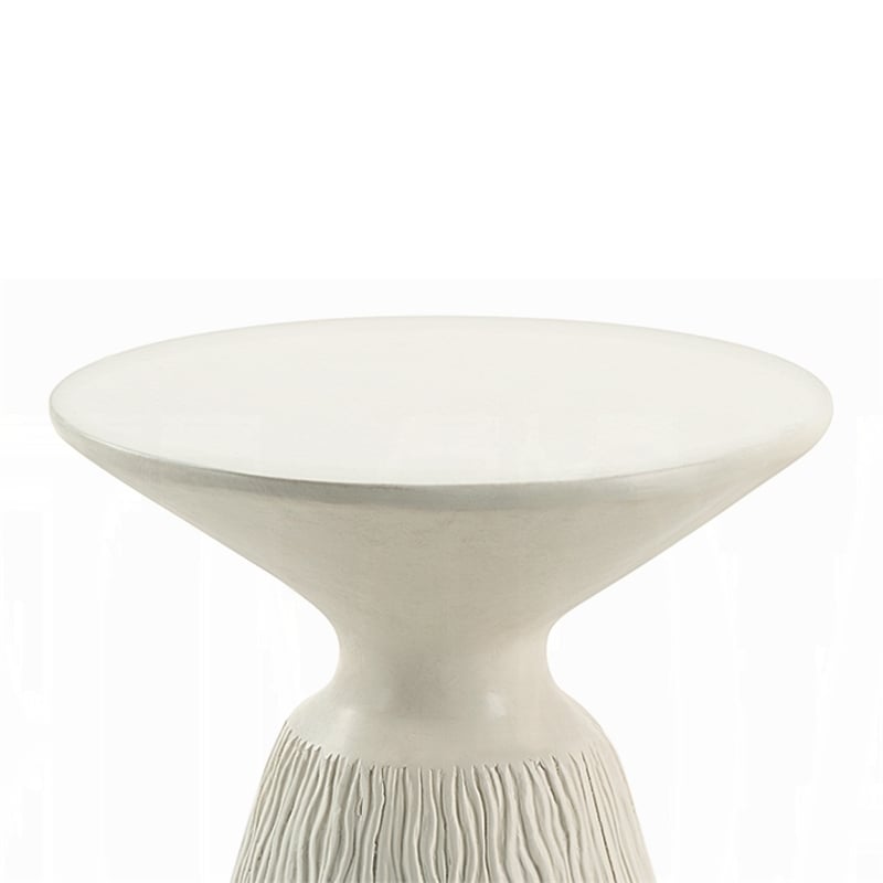 Uane Accent Table-Sculpted Natural White Cement-Round 16 Inch Top