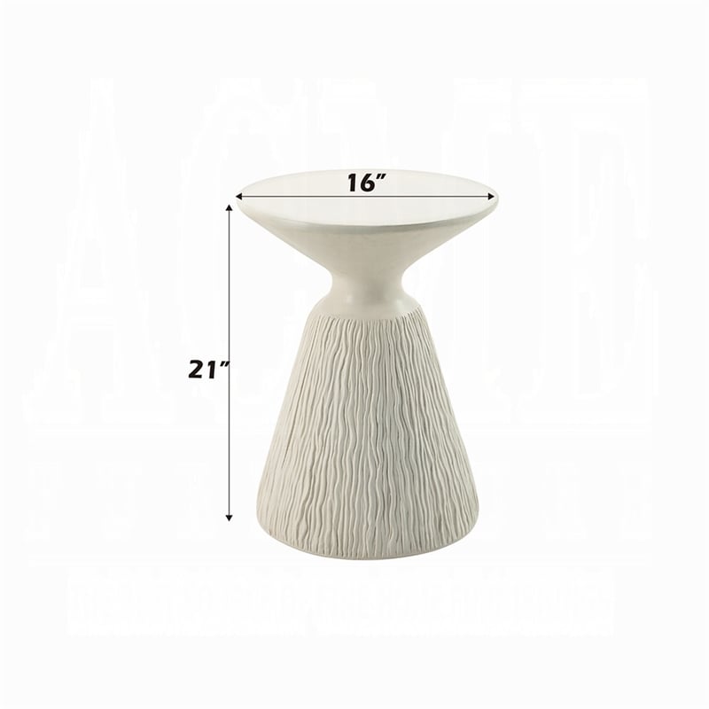 Uane Accent Table-Sculpted Natural White Cement-Round 16 Inch Top