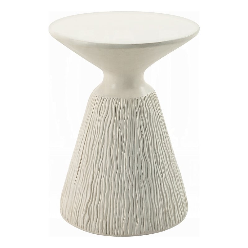 Uane Accent Table-Sculpted Natural White Cement-Round 16 Inch Top