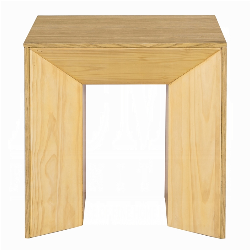 Arnold Side End Table-Natural Brown Wood Frame-Square 24 Inch Top