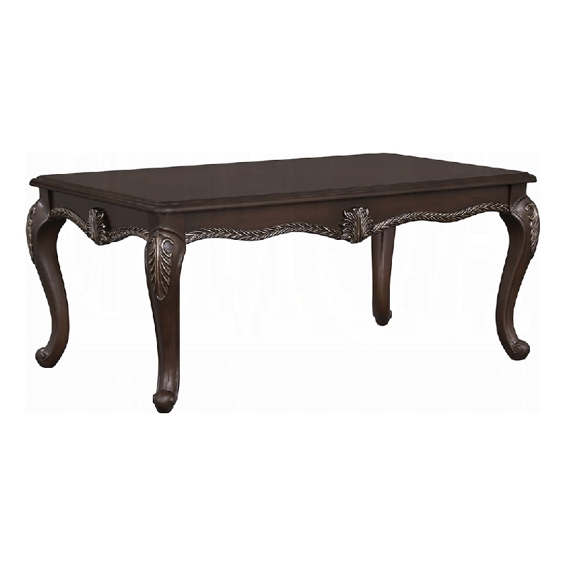 Reese Coffee Table-European Carved Classic Cherry Brown Wood-48 Inch