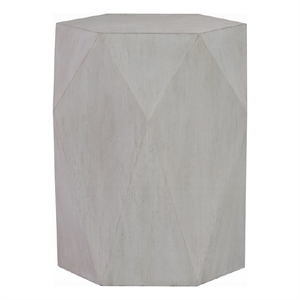 Hano Side End Table-White Rubberwood-22 Inch-Geometric Design Body