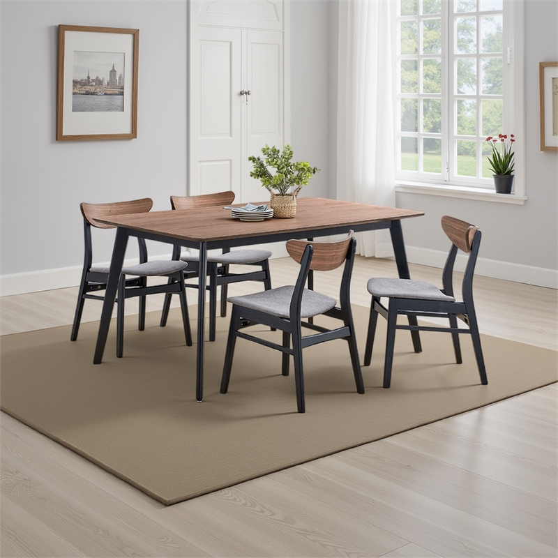 Bery Dining Table-59 Inch Rectangular Brown Top-Scandinavian Black