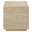 Lory Side End Table-19 Inch Square Travertine Top-Natural Wood Beige