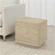 Lory Side End Table-19 Inch Square Travertine Top-Natural Wood Beige
