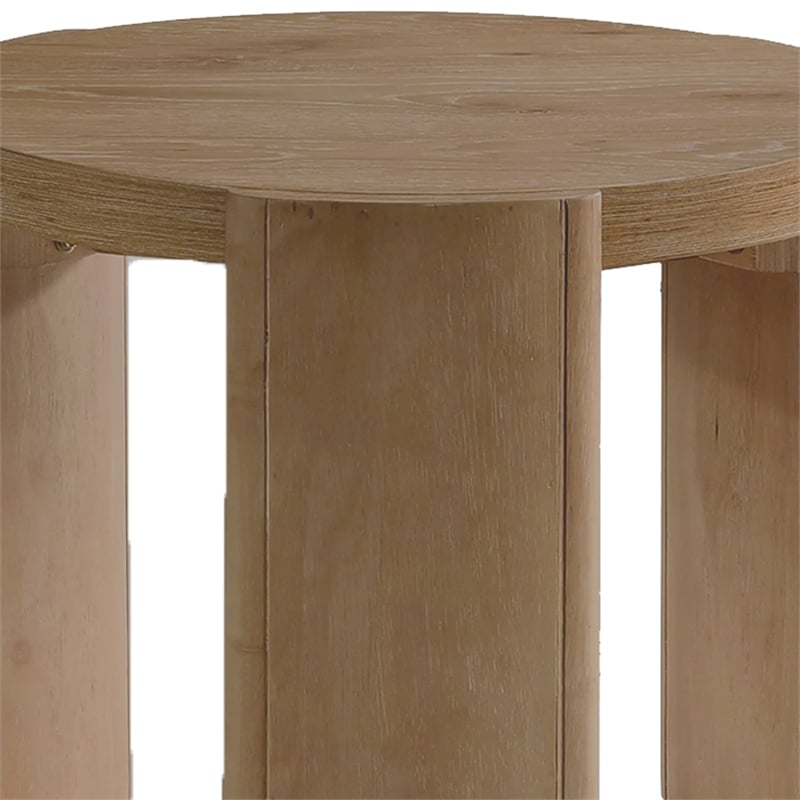 Timore End Table-Round 20 Inch Oak Brown Wood Top-Plinth Base
