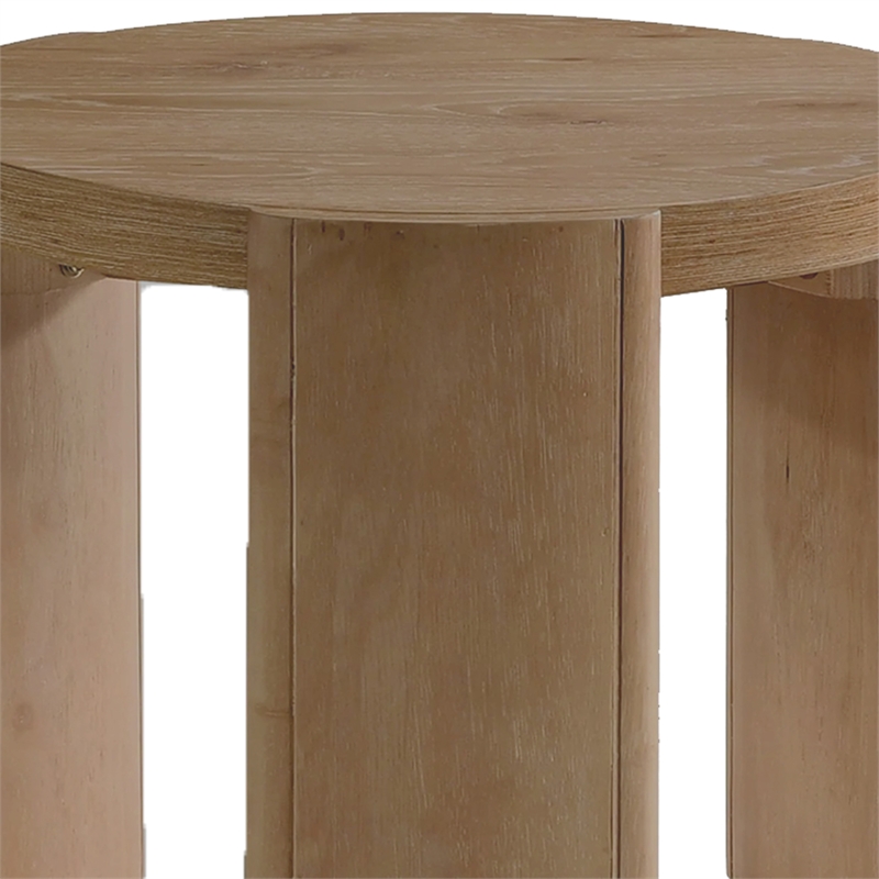 Timore End Table-Round 20 Inch Oak Brown Wood Top-Plinth Base