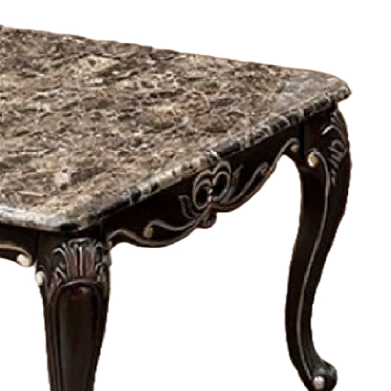 Ery Coffee Table-Dark Walnut Brown Wood-Carved Details-48 Inch
