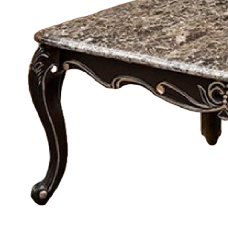 Ery Coffee Table-Dark Walnut Brown Wood-Carved Details-48 Inch