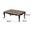 Ery Coffee Table-Dark Walnut Brown Wood-Carved Details-48 Inch
