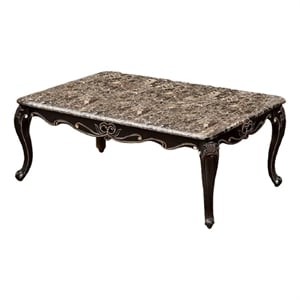 Ery Coffee Table-Dark Walnut Brown Wood-Carved Details-48 Inch