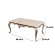 Ery Coffee Table-Champagne Wood Frame-Carved Details-48 Inch