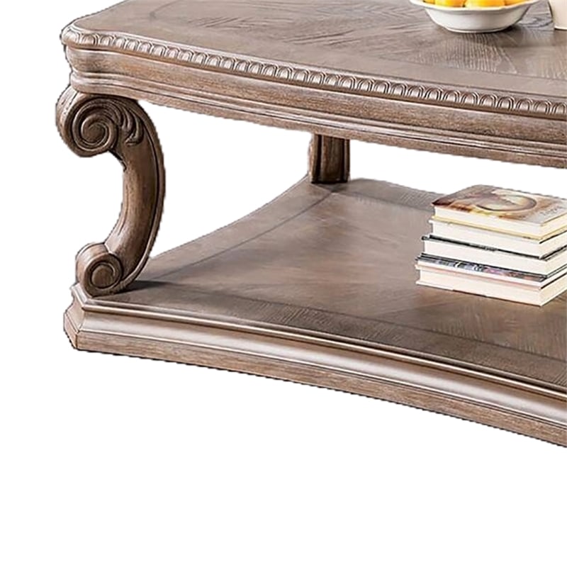 Olane Coffee Table-Weathered Oak Brown Wood-Rustic Farmhouse 52 Inch