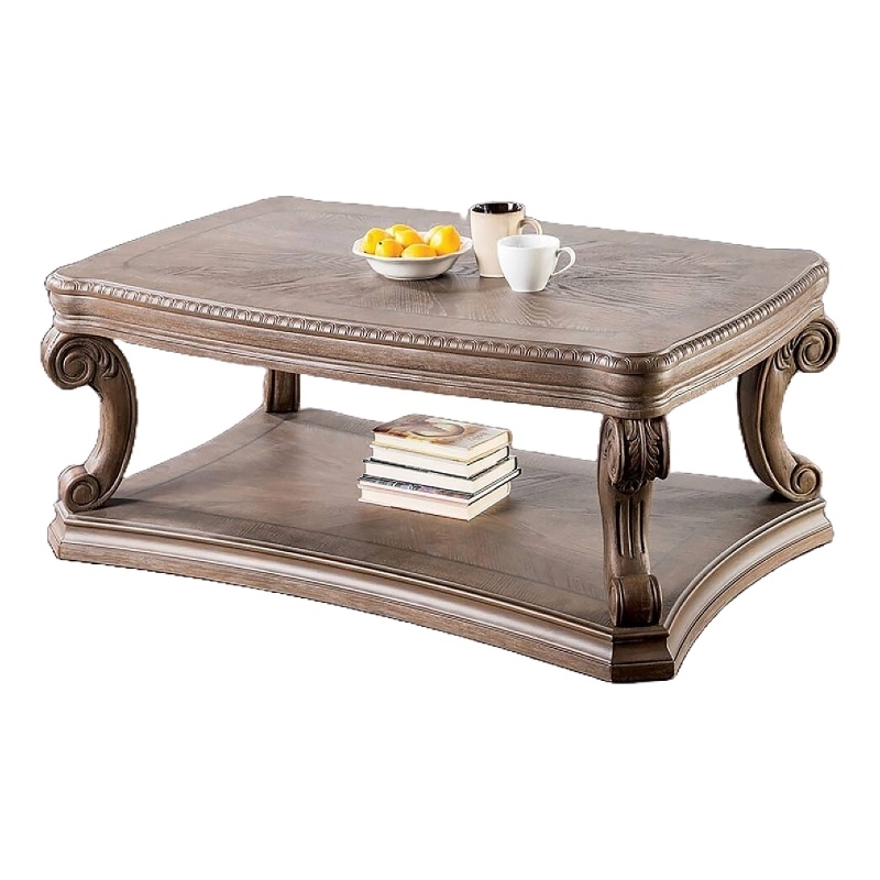 Olane Coffee Table-Weathered Oak Brown Wood-Rustic Farmhouse 52 Inch