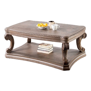 Olane Coffee Table-Weathered Oak Brown Wood-Rustic Farmhouse 52 Inch