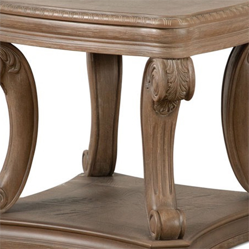 Olane End Table-Weathered Oak Brown Wood-Rustic Farmhouse 26 Inch