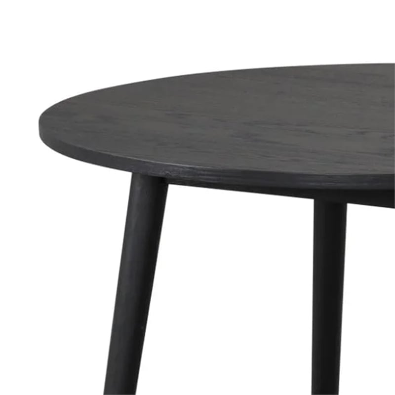 Yely Round Dining Table-Shaker-Style Legs-Black Rubberwood-42 Inch