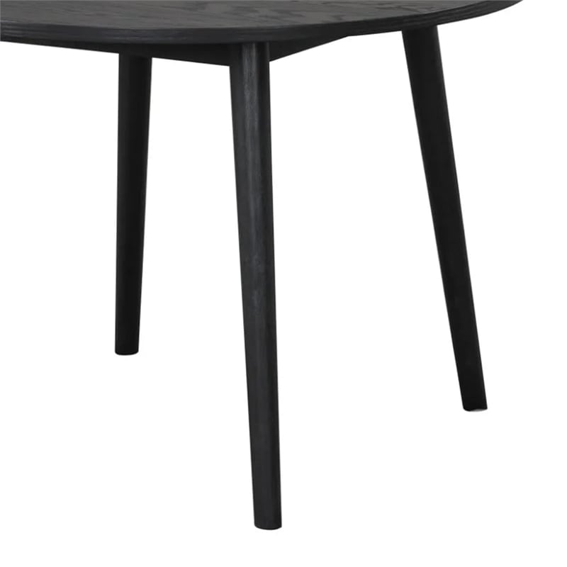 Yely Round Dining Table-Shaker-Style Legs-Black Rubberwood-42 Inch