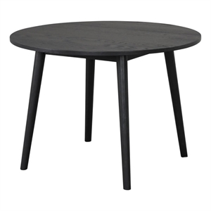 Yely Round Dining Table-Shaker-Style Legs-Black Rubberwood-42 Inch