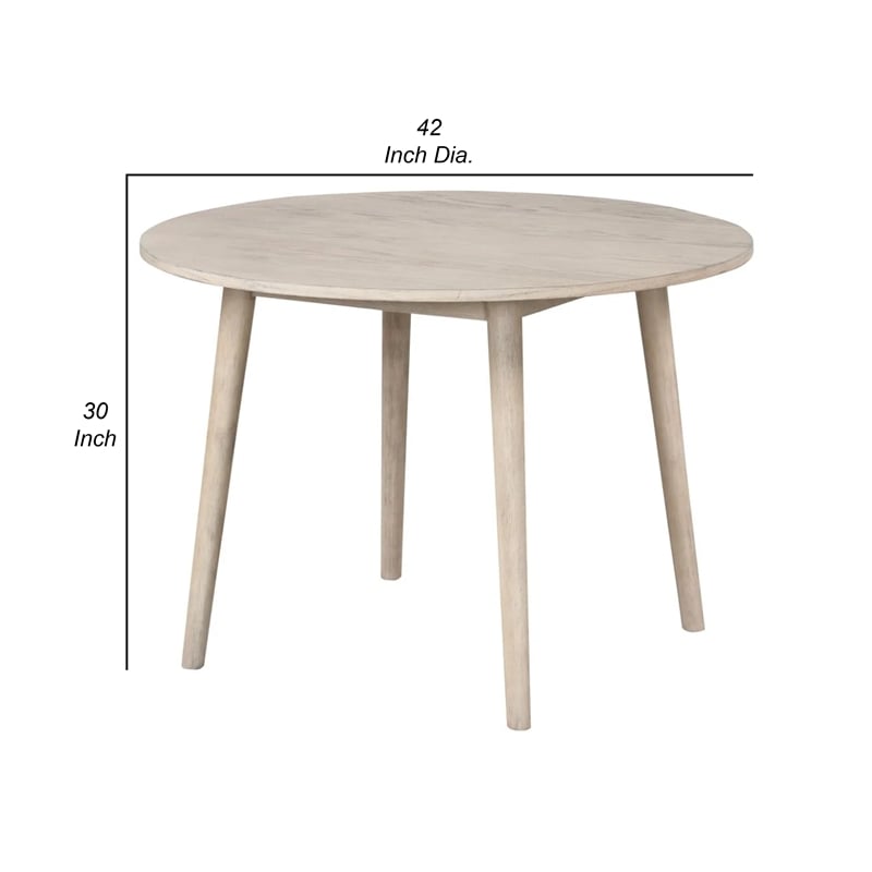 Yely Round Dining Table-Shaker-Style Legs-Natural Oak Rubberwood-42 Inch