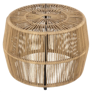 Zyan Outdoor Coffee Table-22 Inch Natural Brown Rattan Wicker-Steel Frame