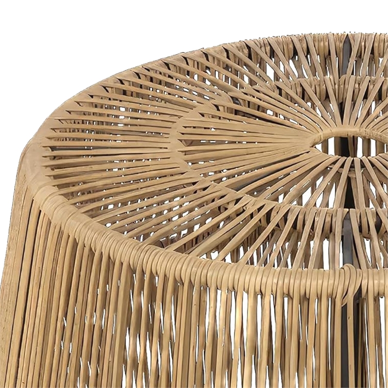 Zyan Outdoor Coffee Table-22 Inch Natural Brown Rattan Wicker-Steel Frame