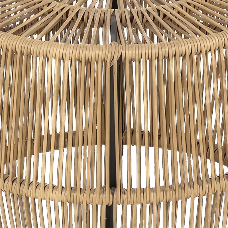 Zyan Outdoor Coffee Table-22 Inch Natural Brown Rattan Wicker-Steel Frame