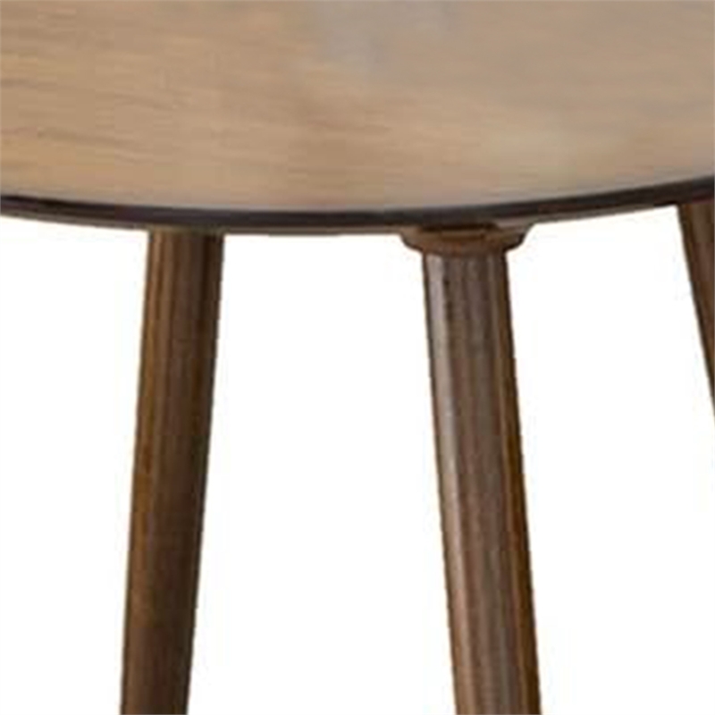 Ary Side End Table-24 Inch Round Walnut Brown Wood Top-Angled Legs
