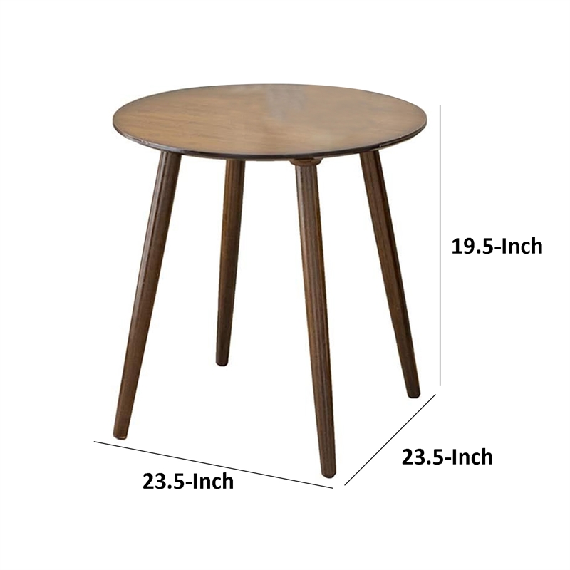 Ary Side End Table-24 Inch Round Walnut Brown Wood Top-Angled Legs