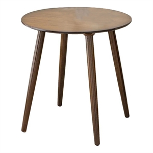 Ary Side End Table-24 Inch Round Walnut Brown Wood Top-Angled Legs